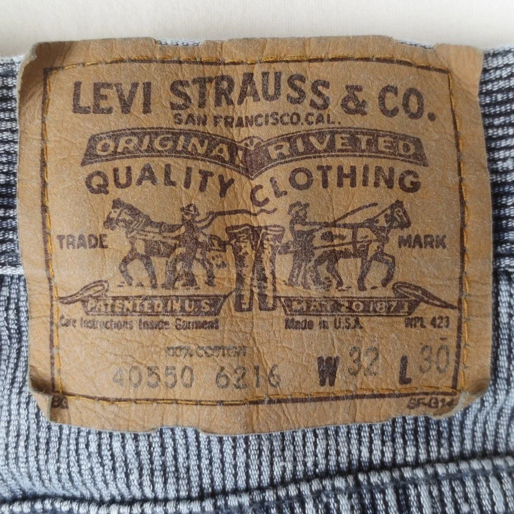 Levis 40550 6216 Corduroy Pants Mens 32x30 Blue Vintage 80s White Tab Taper USA